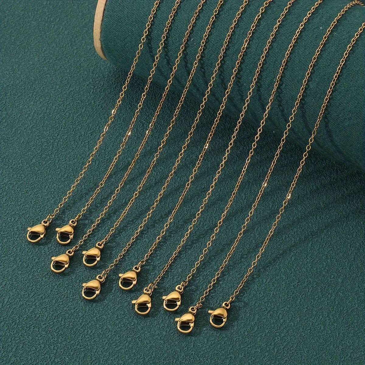 10pcs Stainless Steel Necklace Chains 14K Golden Plated DIY Beading Crochet